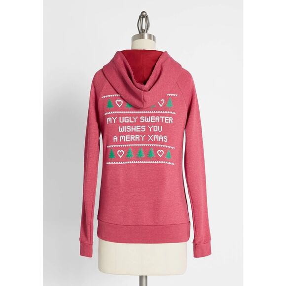 NWT Love My Ugly Christmas Sweater Zip hoodie funny sweatshirt small - Picture 1 of 4